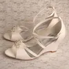 White Wedge Heel Sandals Shoes Ivory Gladiator Ladies Sandals in Wedding Size 7