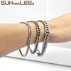 Catena a maglie SUNNERLEES Gioielli Bracciale in acciaio inossidabile 316L 3mm-8mm Argento placcato oro Doppio cordolo Cubano Uomo Donna Regalo SC06 B Kent22