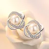 Stud Silver Plated Earrings Pearl Crystal For Women Earing Jewelry Zircon Earings Earring OCF101