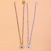 Crystal Blue Evil Eye Necklace för kvinnor Uttalande Bohemian Vintage Fashion New Long Pendant Halsband Boho