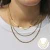 3 pièces chaîne en or collier pour femmes Grils chevrons corde Figaro lien chaîne couches Neklace à la mode 2021 bijoux DNF01