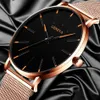 Moda Minimalista Moda Ultra Thin Watches Simple Men Business Aço inoxidável Mesh Belt Beltz Watch Relogio Masculino