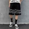 Harajuku Streetwear Żelazny Wzór Szorty Jogger Mężczyźni I Kobiety Hip Hop Skateboard Summer Elastyczny talia 210713