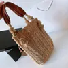 bolso de ganchillo de paja tejida