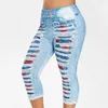 Leggings Femmes Femmes Stretch Imprimé Pantalon à sept points 2022 Jeans pour femme culotte d'été taille haute ajustement parfait jeggings