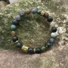 Bijoux Mode Nouveau Bracelet en agate indienne 8mmPlaquéOuTêtede Bouddha SixCaractèresマントラピエール火山BijoutsブレスレットBA