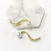 Stud Peri'sBox Gold Silver Color S vorm Faux parelbellen zijn geometrisch voor vrouwen cochlea statement studs 2021