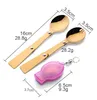 Fällbara skedar Utomhus Porslin Set Portable Travel Camping Rostfritt Stål Ficka Folding Spoon Novelty Gift Guldfärg