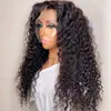 Pelucas sintéticas 26 pulgadas 180 densidad negra larga larga peluca frontal de encaje rizado para mujeres con cabello para bebés diariamente fibra de fibra sin gluio49881838227610