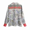 [DEAT] Spring Moda Z Długim Rękawem Single-Piersed Turn-Down Collar Loose Shirt Print High Waist Spodnie Suit 13C614 210527