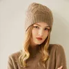 100% cabra cashmere malha headgear macio e quente chapéus mais espessos para meninas inverno outono 3 cores moda chapéu 211119