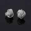 Stud Classic Silvery Golden Twisted Love Knot Ball Pendientes para mujer Joyería