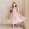 Bloem meisje jurk kinderen bridemaid trouwjurken voor kinderen roze tule jurken 2021 nieuwe meisjes boutique party dragen elegante jurken q0716