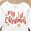 カニー秋私の最初のクリスマスの赤ちゃん男の子少女生まれたばかりのクリスマス服セット長袖ロンパースズボン衣装G1023