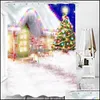 Shower Curtains Bathroom Aessories Bath Home & Garden Merry Christmas Curtain Set Blue Elk With Anti Slip Toilet Mat Rug Carpet Products Dec