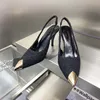 Chaussures habillées pour femmes à talons hauts de styliste, sandales à chaîne en métal ornées, prix spécial 6cm-9cm Applicable à toutes les vacances et autres activités avec boîte