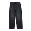 バンダナ印刷デニムパンツ男性女性ルーズストリートファッションメンズジーンズ210603