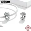 WOSTU 100% 925 Sterling Silver Shiny Mom Beads Love For Mother Charm Pendant Fit Original Bracelet Necklace Jewelry CQC1654 Q0531