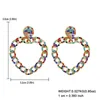 Boucles d'oreilles en forme de cœur en métal et cristal coloré, accessoires de bijoux en strass de haute qualité pour femmes de mariage