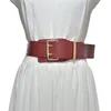 Belts Luxury Crocodile Pattern Super Wide Belt Women Girdle Strap For Coat Gold Buckle PU Leather