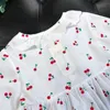 Vår Höst Girls Lace Cherry Pajama Set Baby Girl Home Service Tunn sektion Barnens långärmad 2pcs Suit 210611