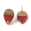 Stud 1Pair Natural Wood And Resin Earring Connector Findings Square Water Earrings Making Accessories For DIY Wooden