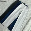 Neploe femme taille haute jean rétro blanc noir pantalon salopette droite pantalon longue ample jambe large pour les femmes 210922