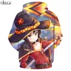 Classic Anime Girl Megumin Konosuba Cosplay Hoodies 3D Print Мужчины Женщины Осень Безвозмездная Спортивная одежда Повседневная Улица T461 201020