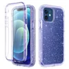 3 W 1 Clear Glitter iPhone Case na telefon 13 12 11 Pro Max Heavy Duty Wstrząśnicze Ochronna Osłona z tyłu z Samsung S20 S21 Plus Ultra