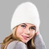 Beanie/Skull Caps Cappello lavorato a maglia con capelli d'angora Pullover di lana caldo alla moda Donna Inverno Davi22