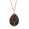 Baum des Lebens Muster bunte Wassertropfen Herz Lavastein ätherisches Öl Diffusor Halskette Aromatherapie Halskette