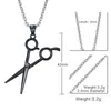 Cool Mens Scissors Stylist Necklace Jewelry Stainless Steel Barber Tools Shaped Pendant Male Jewelry Chain299h