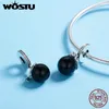 Wostu 925 esterlina prata prata pérola com anel cz Dangle charme fit original beads pulseira pingente jóias fic572 q0531