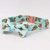 ピザパターン犬の襟と蝶ネクタイの大きな小さな綿の生地ローズゴールドメタルバックルY200515