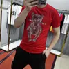 Summer 2022 New Men's T-Shirts Diamond Bear Printing Loose 0-neck Fashion Designer Brand Mercerized Cotton Tees Male Clothing Black White Red Green Big Size