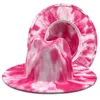 Colorful Fedora Hats Women Men Tie dye Wide Brim Hat Woman Man Jazz Panama Cap mens Formal Top caps Spring Autumn Winter Fashion wholesale 12colors