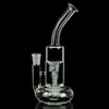 10 pouces en verre clair Bong Tornado Perc Narguilés Turbine Disque Conduites D'eau 18mm Joint Femelle Huile Dab Rig Bend Tube Bécher Avec Bol