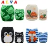 ALVABABY 4PCS / Ange blöjor Justerbara återanvändbara babyduk nappy-skal utan insats 210312