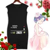 女性のマタニティドレスノースリーブかわいいOネックデジタルプリントタンクトップ妊娠ドレス妊娠服Q0713