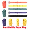 Push Bubble Fidget Silicone Bracelets Party Favor Toys Sensory Ring Decompression Keychain Puzzle Press Finger Stress Bracelet Wristband
