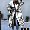 Misto lana da donna Moda donna Stampa scozzese Cardigan caldo Autunno Inverno Elegante colletto a punta Outwear Office Lady Singolo bottone sciolto
