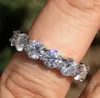 BANDS RINGS finger 925 SILVER PAVE SETTING FULL DIAMOND ETERNITY ENGAGEMENT WEDDING Ring SET Fine JEWELRY Wholesale Size 5-12