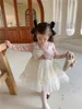 Abiti da ragazza 2022 Inverno Neonate Principessa Bowknots Abito da ballo patchwork lavorato a maglia Stile coreano Toddlers Bambini Addensare Vestito caldo