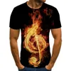 Erkek T-Shirt 2022 Müzik Sembol Grafik 3D Baskılı T-shirt Gitar Gotik O'Neck Nefes Kısa Kollu Boy Tops Tees 6XL