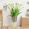 5 pcs Haute Qualité Silicone Tulipes Artificielles Fleurs Real Touch Blanc De Luxe Faux Fleur Fête De Mariage Maison Table Décor Bouquet 220311