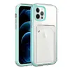 Anti Drop Airbag Ranura para tarjeta Estuches transparentes para Iphone 13 12 mini 11 Pro Max X XS XR 7 8 plus Protección de la cámara Absorción de golpes Doble capa Híbrido TPU PC Cubierta transparente del teléfono A