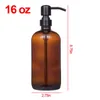 Tjock Amber Soap Dispenser Glasburk med etiketter Matte Black Stainless Steel Pump Essential Oil Lotion Bottle 250 / 500ml 211222