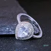 2022 New Luxury Jewelry 925 Stearling Silver Drop Water White Topaz Gemstones 파티 여성 결혼 신부 반지 선물