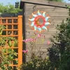 Dekorativa föremål Figurer 2021 Utomhus Metal Sun Wall Decoration Moon Glass Sculpture Color Hanging For Terrace Garden eller vardagsrum c