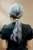 Lång naturlig Straight Ponytail förlängning wrap runt hästsvansklämma i hårstycke 18 tums mänskliga hårförlängningar för kvinnor (silvergrå, 120g)